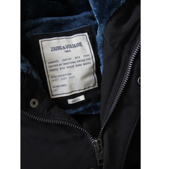 Zadig & Voltaire Kar Deluxe Cotton Twill Faux Fur Lined Jacket 42 - Picture 5 of 5